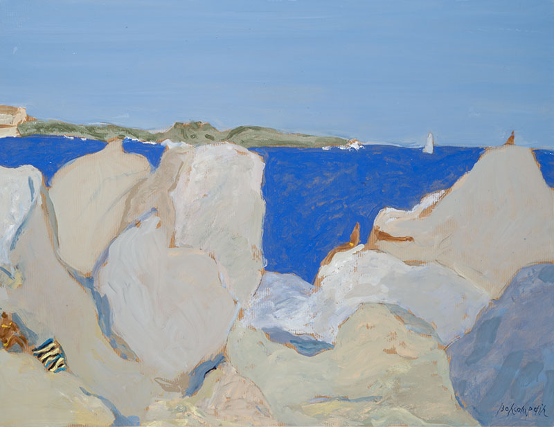 Pierre Boncompain - Baigneurs dans les rochers - 50 x 65 cm